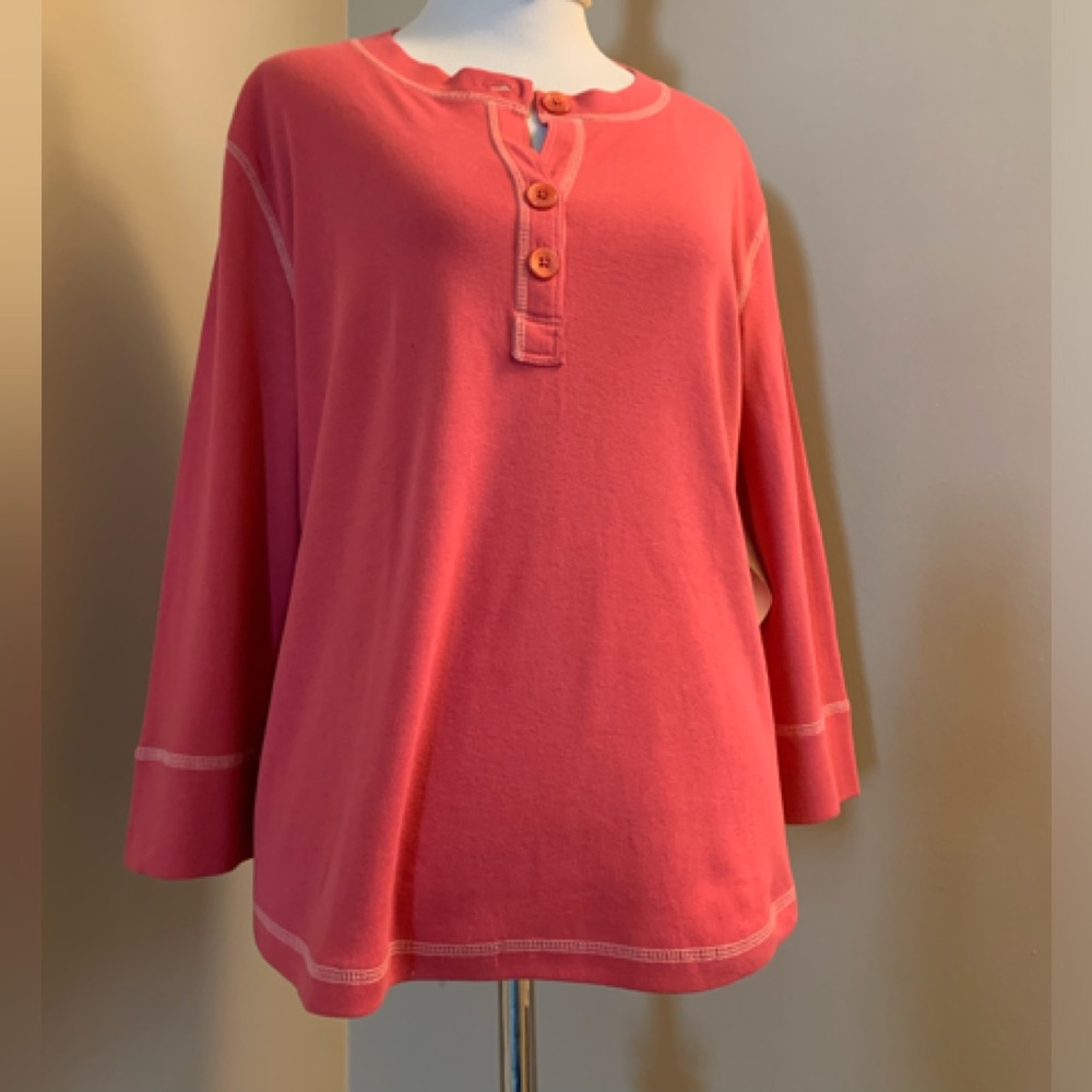 JONES NY Sport 100% cotton English rose 3/4 sleeve 3 button pullover NWT…